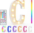 Pooqla Colorful Light Up Letters with Remote, Upgraded 35 Colors LED Marquee Letters, RGB Lighted Letter for Girls Teenager Gift, Birthday, Party, Wedding, Night Light, Room, Bedroom Decor, Letter C