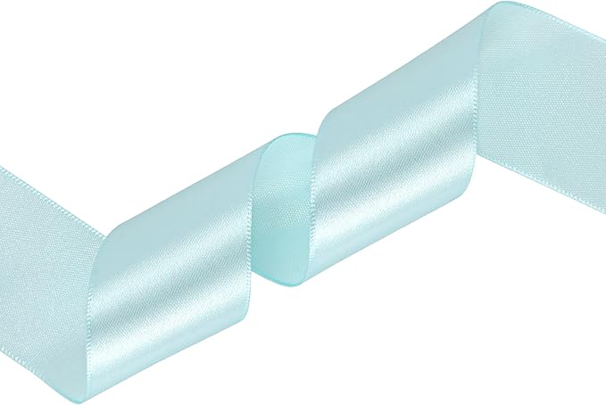 Light Blue Satin Ribbon 1-1/2 inch X Continuous 25 Yards, Single Face Polyester Ribbon Perfect for Gift Wrapping, Flower Bouquet, Wedding Decor, Crafts, Bow Making, Sewing and More