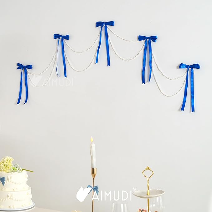AIMUDI Royal Blue Bows 5 × 10" Satin Bows for Gift Wrapping Twist Tie Bows Premade Ribbon Bows for Bouquets Invitations Baskets Crafts Wreaths Wedding Birthday Party Baby Shower Decorations, 36 PCs