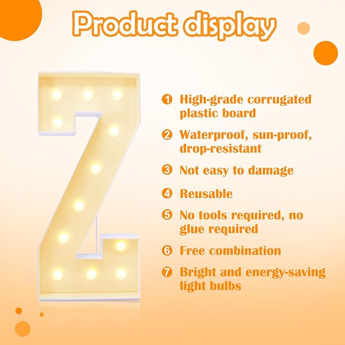 4ft Marquee for Letters Z, Large Light up Letters, Multifunctional Large Marquee for Letters 4 Feet Tall for Party Decorations, Letter Balloons, Wedding Decor, Proposal Decorations (Letters Z)