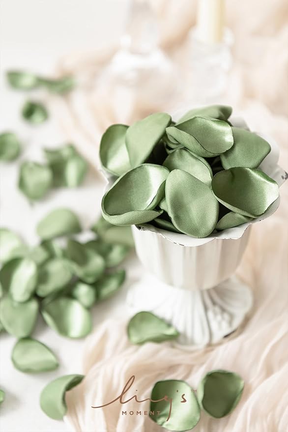 Ling's Moment Rose Petals, Silk Flower Petals for Wedding/Aisle/Flower Girl Baskets/Table Centerpiece Décor,etc.Sage Green 200pcs