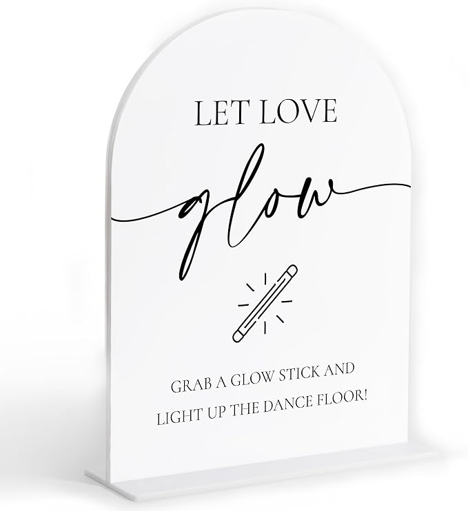 Let Love Glow Sign Wedding, White Arch Acrylic Sign, Wedding Dance Floor Props, Bridal Shower Decor, Engagement Party Decor, Centerpiece Table Decorations Party for Bride and Groom-18