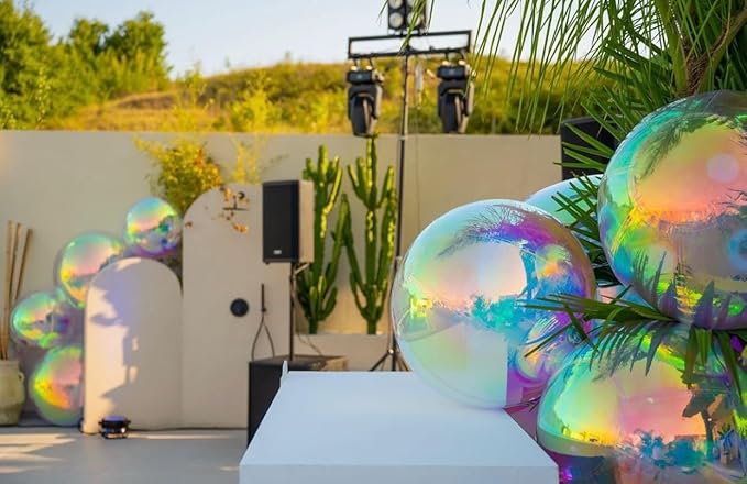 Inflatable Mirror Ball Set - Airtight PVC Spheres for Parties, Weddings, and Events. Perfect for Decoration, Hanging, and Displays. Includes Electric Pump (Multicolor, 24in-2pk_32in_39in_47in_71in)