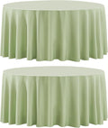 Round Tablecloth 2 Pack 108 Inch Sage Green Tablecloths Washable Decorative Linen Polyester Table Clothes Cover for Dining Table Banquets Buffet Parties and Wedding