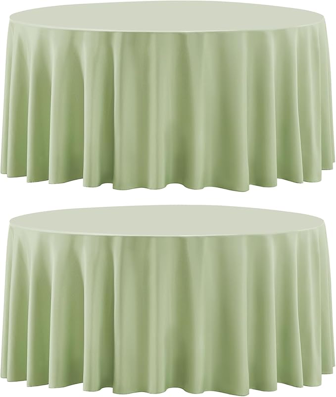 Round Tablecloth 2 Pack 90 Inch Sage Green Tablecloths Washable Decorative Linen Polyester Table Clothes Cover for Dining Table Banquets Buffet Parties and Wedding