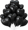 Black Heart Balloons,12Pcs 18 Inch Black Foil Love Heart Shaped Balloons for Valentines Day Birthday Party Wedding Engagement Anniversary Celebration Baby Shower Decorations