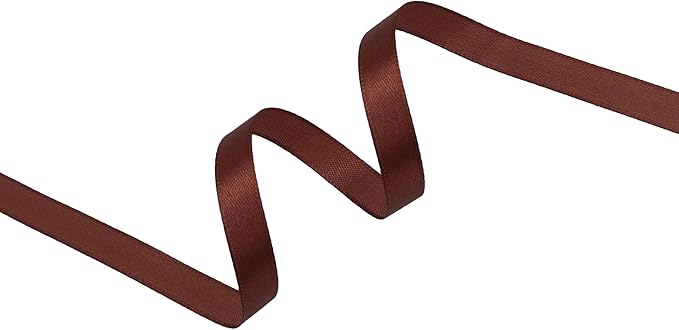 Coffee Brown Satin Ribbon 3/8 inch X Continuous 25 Yards, Single Face Polyester Ribbon Perfect for Gift Wrapping, Flower Bouquet, Wedding Decor, Crafts, Bow Making, Sewing and More