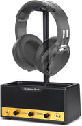 Headphone Stand with Cable Storage, Display Music Lovers' Decorative Items & Suitable Headphone Holder, Contains 1 Base 1 Support Rod 1 Headrest (Cloth Texture Black)