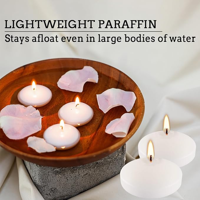 3 Inch Floating Candles Set of 12, Unscented White Candles for Wedding, Pool Party, Holiday Centerpieces & Home Decor