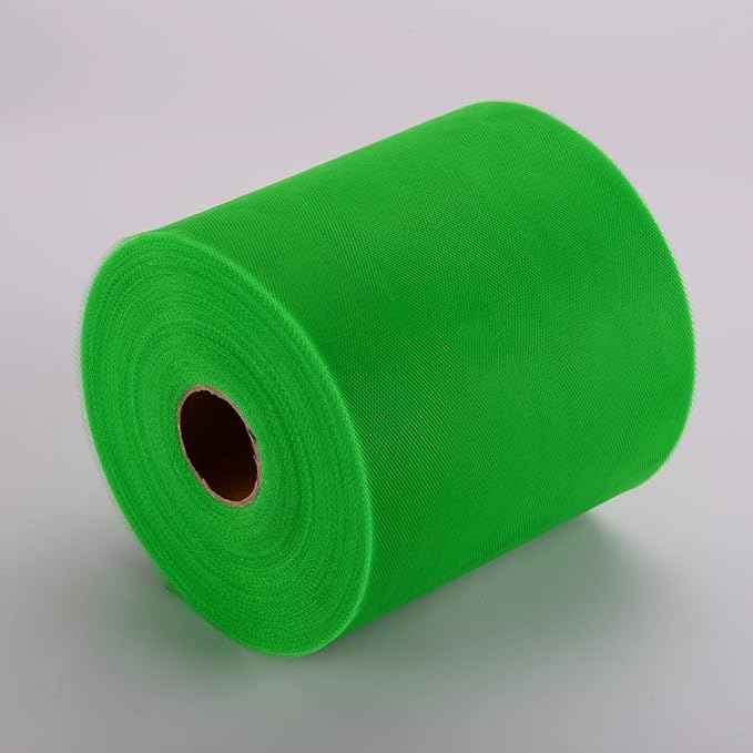 Tulle Fabric Roll, 6” by 200 Yards (600FT) Tulle Organza Fabric Spool for DIY Tutu Skirt Baby Shower Decor Wedding Backdrop Crafts Birthday Party Supplies (Green)