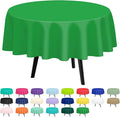 QIKSION Green Round Tablecloth 12 Pack, 84 Inch Plastic Table Cover Disposable for Parties