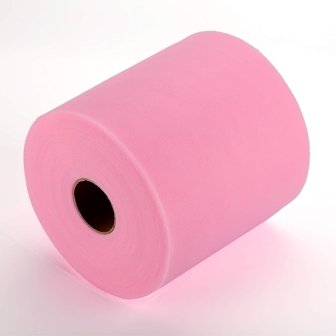 Tulle Rolls 6” by 100 Yards (300 feet) Tulle Roll Spool Fabric for DIY Tutu Skirts Wedding Baby Shower Crafts Decorations Party Supplies (Pink)