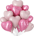 Light Pink Heart Balloons,12Pcs 18 Inch Pastel Baby Pink Helium Foil Love Heart Shaped Balloons for Bridal Wedding Engagement Party Anniversary Birthday Baby Shower Valentines Day Decorations