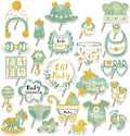 Sage Green Baby Shower Party Photo Booth Props 25PCS Greenery Baby Shower Props for Newborn Party Decoration Boho Photo Booth Props Kit Party Favors Pose Sign Kit Fun for Party