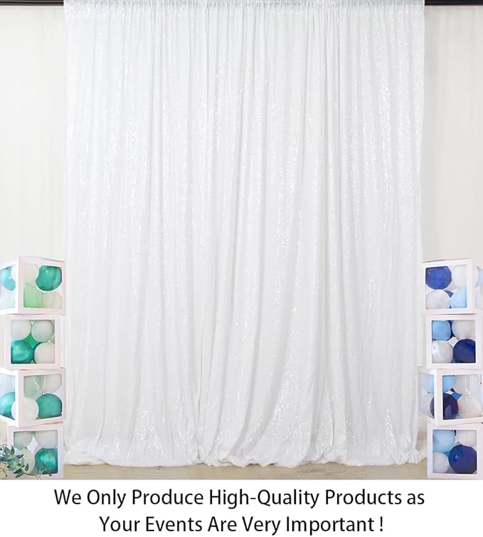 ShiDianYi 8 X 8, White Sequin Backdrop, Sparkling Photography Prop for Party & Wedding