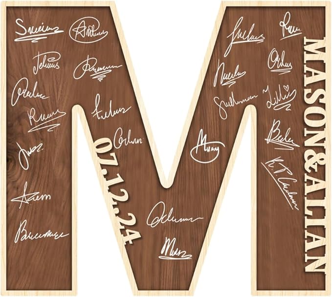 Personalized Wedding Guest Book Sign Custom Letter Name Date Rustic Wedding Guest Book Alternative Unique Guest Book for Wedding Anniversary Decor (Style 1)