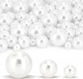 180PCS White Beads for Centerpieces Vases, No Hole Polished Pearl Makeup Beads Mixed 8/14/20mm Sizes, Pearl Vase Fillers Table Scatters for Party Wedding Decor