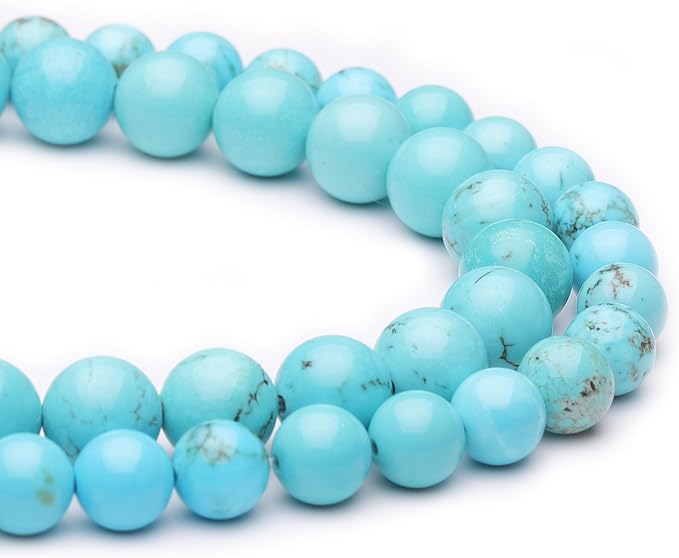 8mm Natural Stone Beads for Jewelry Making,Blue Turquoise Polished Smooth Round Gemstone Beads for Bracelet Necklace 16 Inch