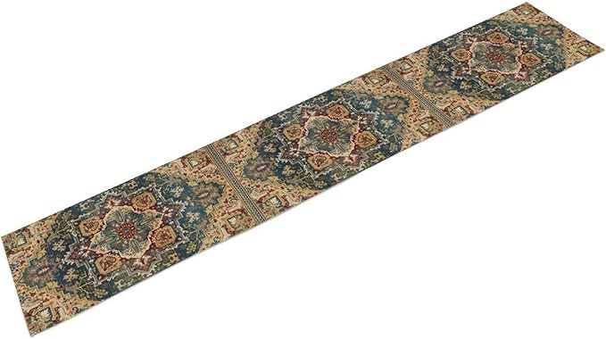 Boho Bohemia Style Table Runner, Country Rustic Farmhouse Vintahe Colorful Geometry Print Table Runner for Home Kitchen Dinner Party Holiday Decor, 13x36inch