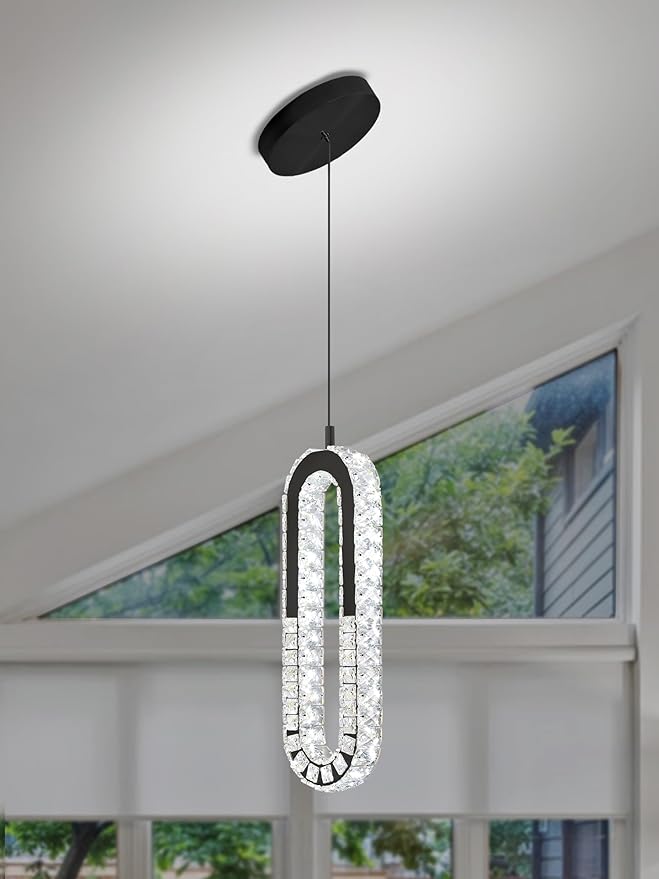 Modern Pendant Lighting 1-Light Chandelier Black Pendant Light Indoor Hanging Light Fixture for Kithchen Island Dinning Room Bedroom