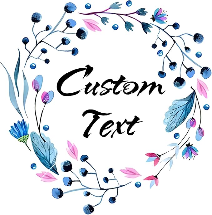 Custom Stickers for Weddings, Birthdays & Businesses - Personalized Labels with Your Logo - Waterproof, Fade and Heat Resistant - Pack of 100-1000 (Wreath L, 1.5 Inch)