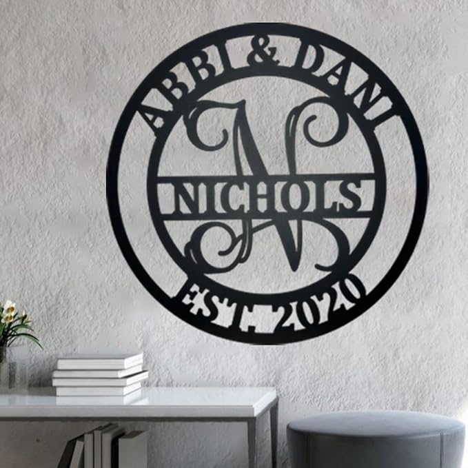 NAZENTI Personalized Name Metal Sign Gift For Couple, Wedding Gift, Family Name Sign, Outdoor Name, Anniversary, Home Decor, Front Door