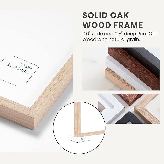 Opposite Wall - 11x17 in - Natural Solid Oak Wood Picture Frame - Lightweight, Versatile & Shatterproof - Wall Hanging Poster or Photo Frame - Wall Decor for Office, Gallery & Home - 2 Pack