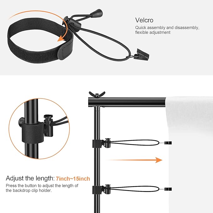 Photo Backdrop Stand, 8.5 x 10 ft Back Drop Adjustable Stands, Photography Background Support System Kit with Carry Bag, Clips and Clamps for Photo Video Studio, Parties, Wedding