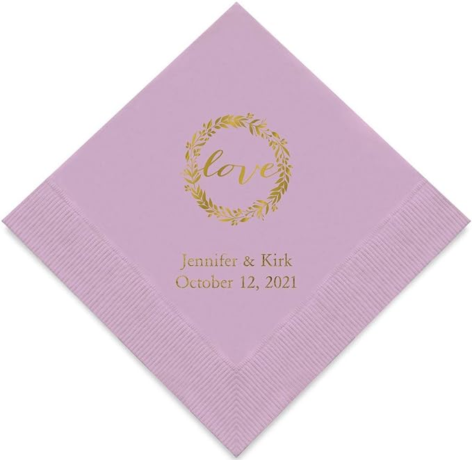 Weddingstar Personalized Printed Paper Napkins 3-Ply 50 Pack - Luncheon Lavender