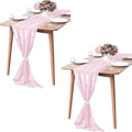 2 Pack 10Ft Blushing Pink Chiffon Table Runner Sheer 29x120 Inch for Romantic Wedding Decor Bridal & Baby Shower Birthday Rustic Party Decoration