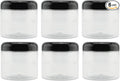 Cornucopia Brands 16oz Clear Plastic Jars w/Domed Lids (6-Pack); BPA Free PET Stackable Straight Sided Canisters for Bathroom & Kitchen Storage