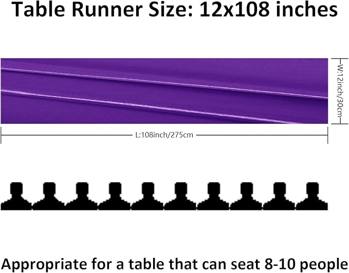 12Pack Table Runner 12 x 108 Inches Satin Silk Table Runner for Wedding, Birthday Party, Banquets, Graduations Decoration, fit Rectange and Round Table-Purple