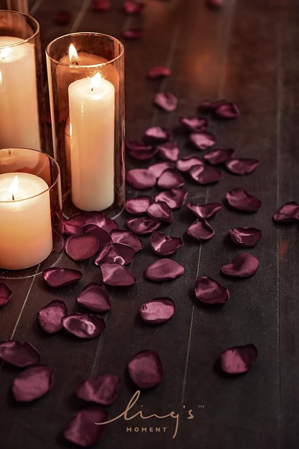 Ling's Moment 200pcs Rose Petals, Silk Flower Petals for Wedding/Aisle/Flower Girl Baskets/Table Centerpiece Décor,etc.Red Burgundy