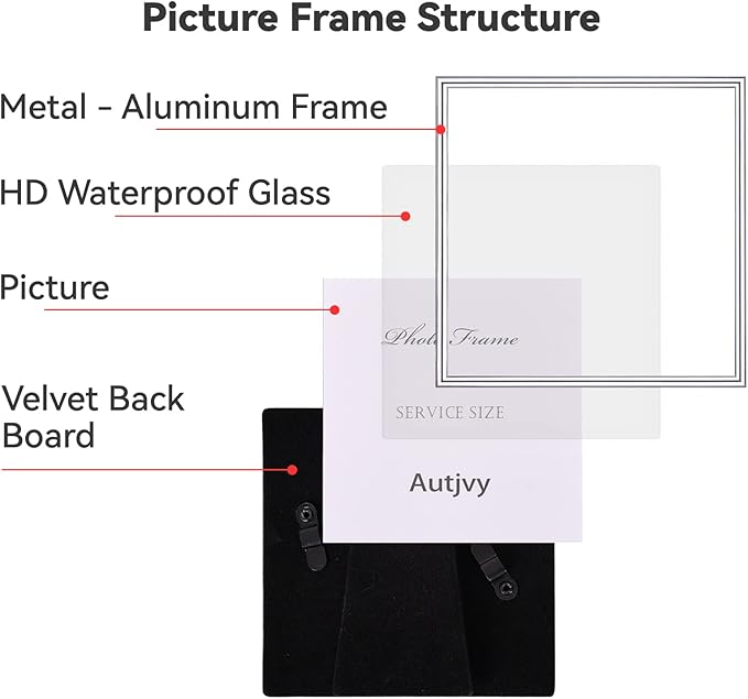 6x6 Picture Frame Set of 2, Silver Modern Simple Thin Aluminum Metal Square Photo Frames with HD Glass, Display for Tabletop and Wall, 2 Pack