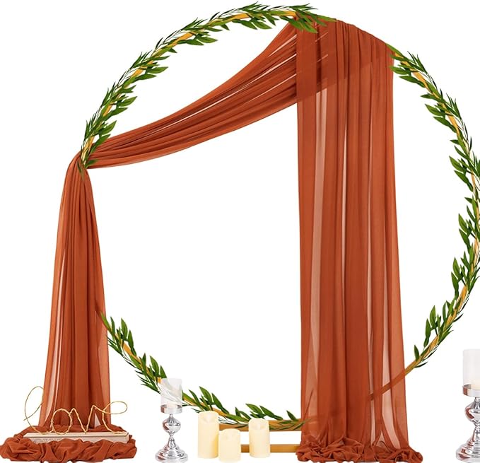 Socomi Terracotta Sheer Wedding Decor Fall Draping Fabric 29" x 20Ft 2 Panels Arch Outdoor Curtain Drapes Extra Long for Bridal Baby Shower Birthday Party Decor