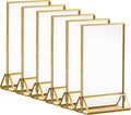 6 Pack Acrylic Sign Holder with Gold Borders, 4x6'' Double-Sided Menu Stands Clear Picture Frames for Restaurant Menu Signs, Wedding Table Numbers, Exhibition & Art Display
