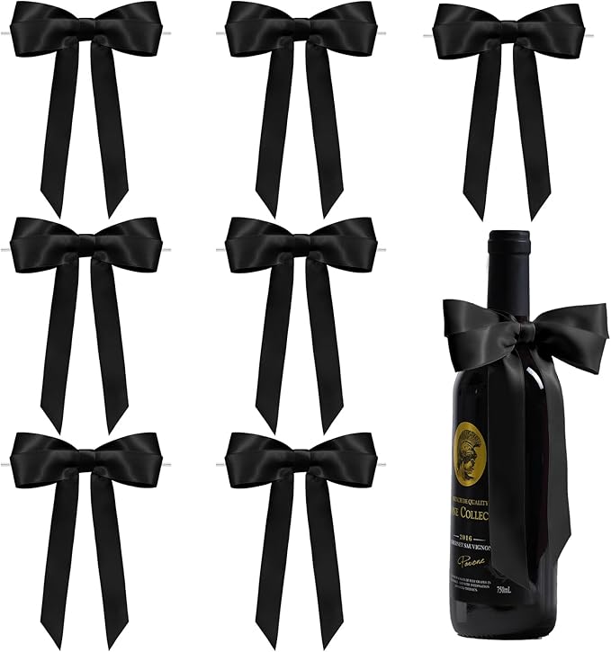 Black Bows for Gift Wrapping, 5'' X 7'' Large Satin Gift Bows for Birthday, Wedding, Party, 30 Pcs