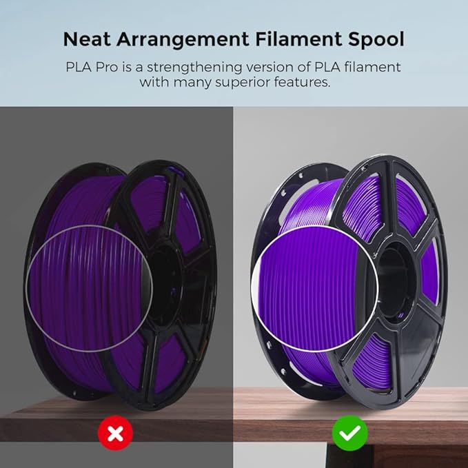 FLASHFORGE 3D Printer Filament, PLA PRO Filament 1.75mm, 1KG Spool (2.2lbs), Dimensional Accuracy +/- 0.02mm for FDM 3D Printers, Better Tenacity & No Knotting (Purple)
