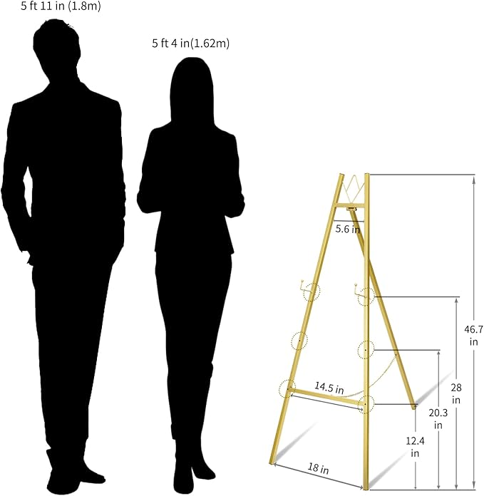 GRENTY 2 Pack Gold Easel Stand for Wedding Signs – No Assembly Needed, Heavy Duty Metal Display Stand for Art, Welcome Signs, Posters, Pictures, Paintings, and Floor Décor