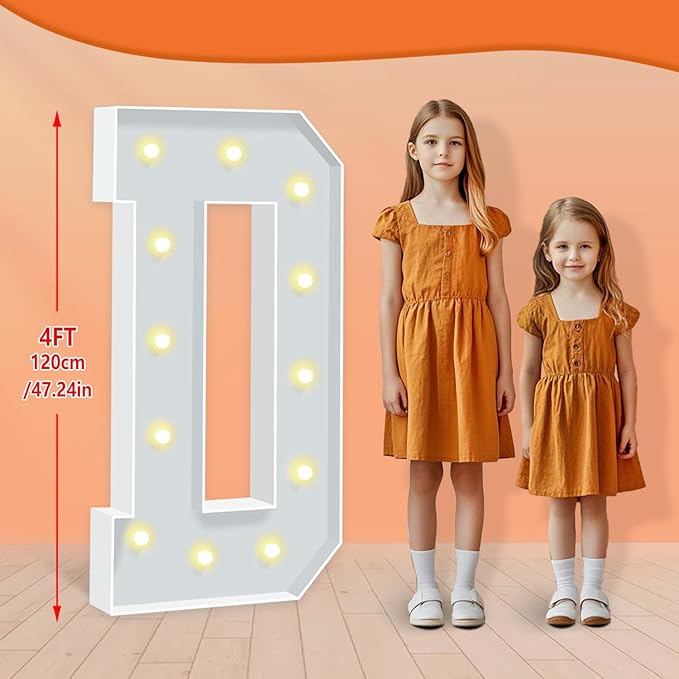 Marquee Letters, 4 Feet Tall Light Up Letters D, Large Marquee Light Up Letter for Birthday Party Decor, LED Letter Light for Wedding Anniversary Event Graduation DIY Decorations