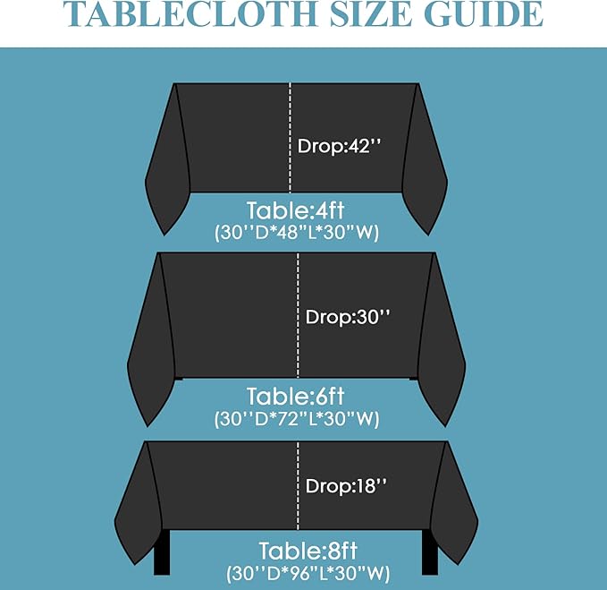 VidaFete Tablecloth 90 * 132inch Rectangle Table Cloth Polyester, Stain Wrinkle Resistant Polyester Dining Table Cover for Kitchen Dinning Party Wedding Rectangular Tabletop Buffet Decoration(Black)