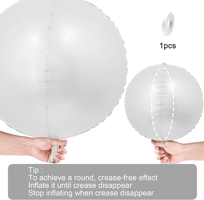 12Pcs Matte White Round Foil Balloons, 22" 15" 10" 4D Helium Ball Balloon, White Foil Balloon for Birthday Graduation Wedding Anniversary Baby Shower Engagement Bridal Shower Party Decorations