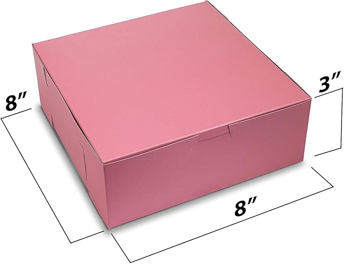 MT Products Pink Cupcake Boxes 8" x 8" x 3" - Bakery Boxes No-Window (Pack of 250) - Made in the USA