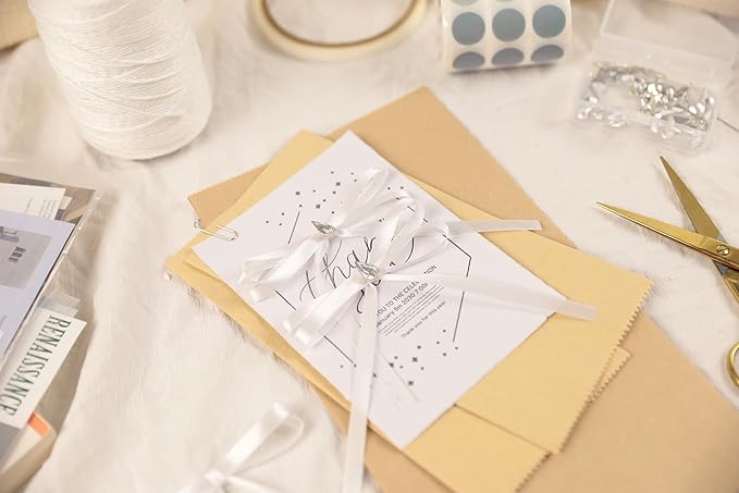 White Satin Ribbon 1/4 inch X Continuous 25 Yards, Single Face Polyester Ribbon Perfect for Gift Wrapping, Flower Bouquet, Wedding Decor, Crafts, Bow Making, Sewing and More
