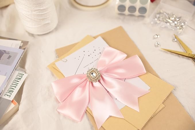 Baby Pink Satin Ribbon 1-1/2 inch X Continuous 50 Yards, Single Face Polyester Ribbon Perfect for Gift Wrapping, Flower Bouquet, Wedding Decor, Crafts, Bow Making, Sewing and More