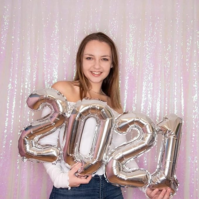 Poise3EHome 6FT x 6FT Iridescent Sequin Photography Backdrop Curtain for Party Decoration