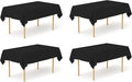 Pomp Black 60" x 102" Poplin Polyester Tablecloth (4 Pack) | Wrinkle + Stain Resistant Easy Care Premium Fabric | Fits 6FT Rectangle Table