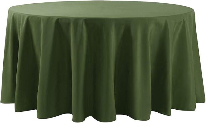 120 inch Round Tablecloth Washable Polyester Table Cloth Decorative Table Cover for Wedding Party Dining Banquet（120 inch,Willow）