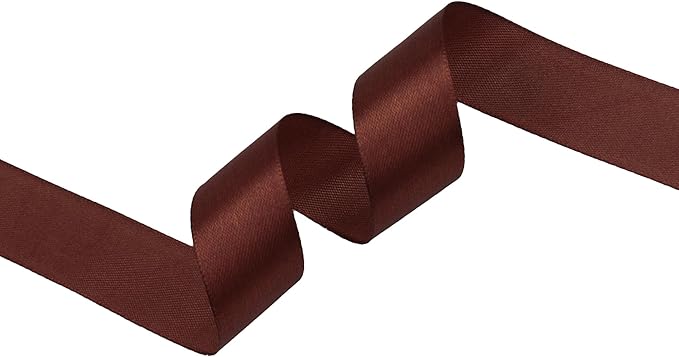 Coffee Brown Satin Ribbon 1 inch X Continuous 25 Yards, Single Face Polyester Ribbon Perfect for Gift Wrapping, Flower Bouquet, Wedding Decor, Crafts, Bow Making, Sewing and More
