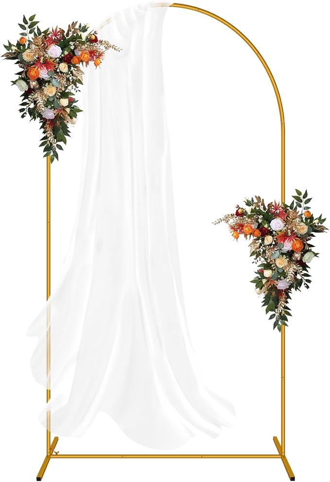 7.2FT Arch Backdrop Stand, Easy Assembly Backdrop Arch, Gold Wedding Arch Stand, Balloon Arch Stand for Photo Backdrop
